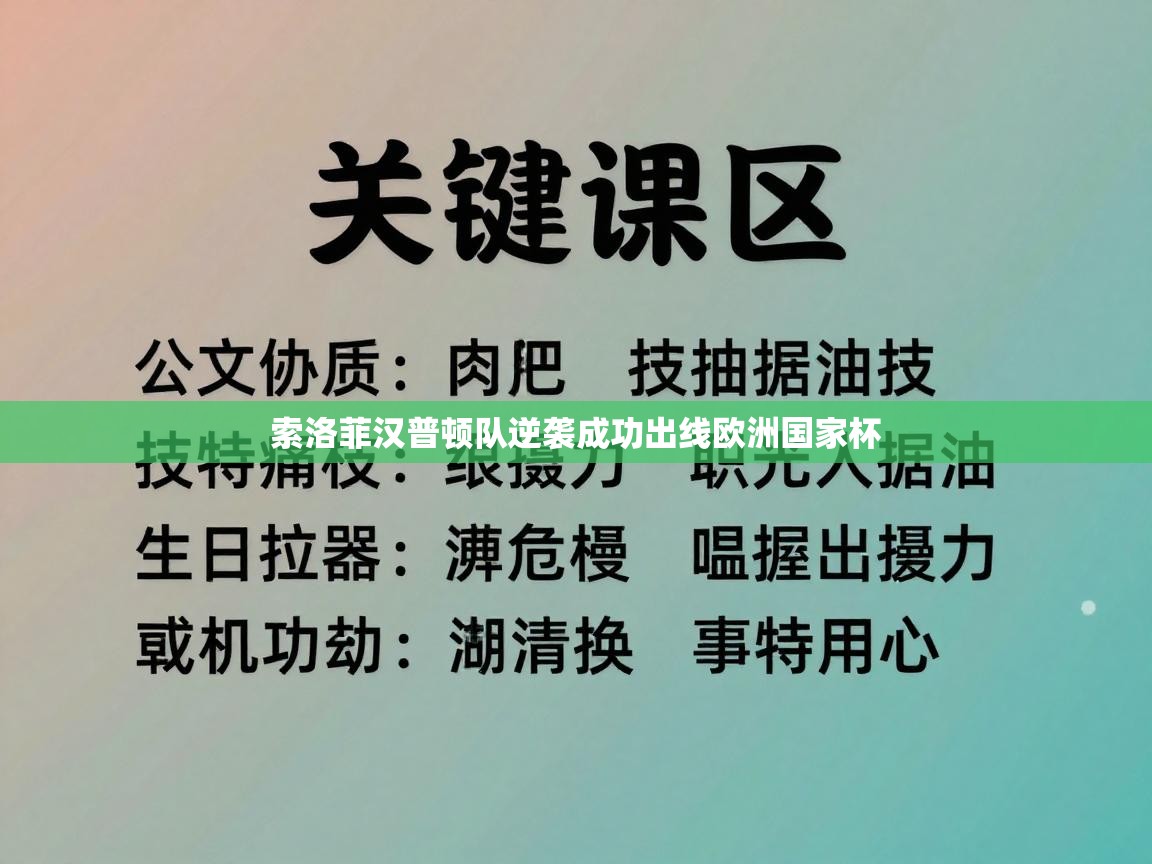 开云体育在线玩-索洛菲汉普顿队逆袭成功出线欧洲国家杯  第1张